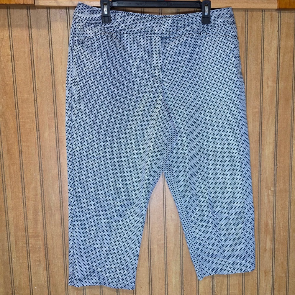 East 5th Secretly Slender Cropped‎ Pants Geometric Print Career Casual L